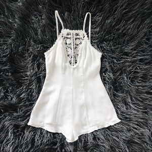 LF Seek the Label White Crochet Detail Romper